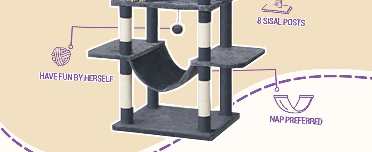 210cm XL Multi-Level Cat Tree Tower