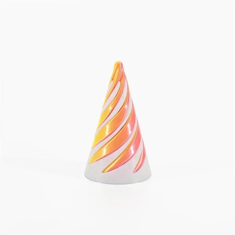 3D Printed Spiral Cone Pyramid Passthrough Sculpture Pass Through Pyramid Toy Mini Vortex Thread illusion Cone Spiral Ornament - PrimeNest