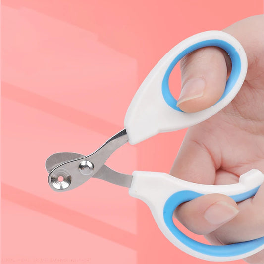 Blue loop-handled pet nail clippers with silver cutting blades