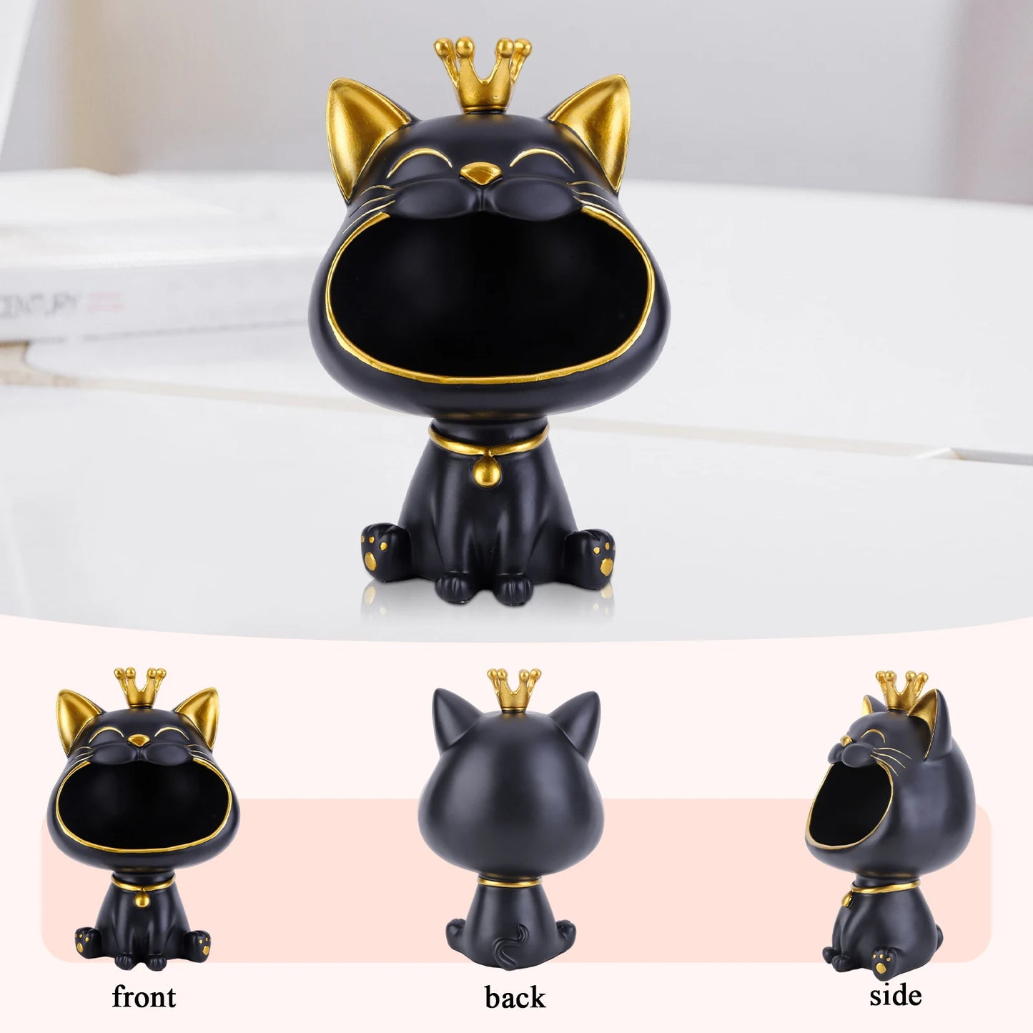 Lucky Cat Storage Statue | Resin Desktop Organiser & Home Décor Ornament