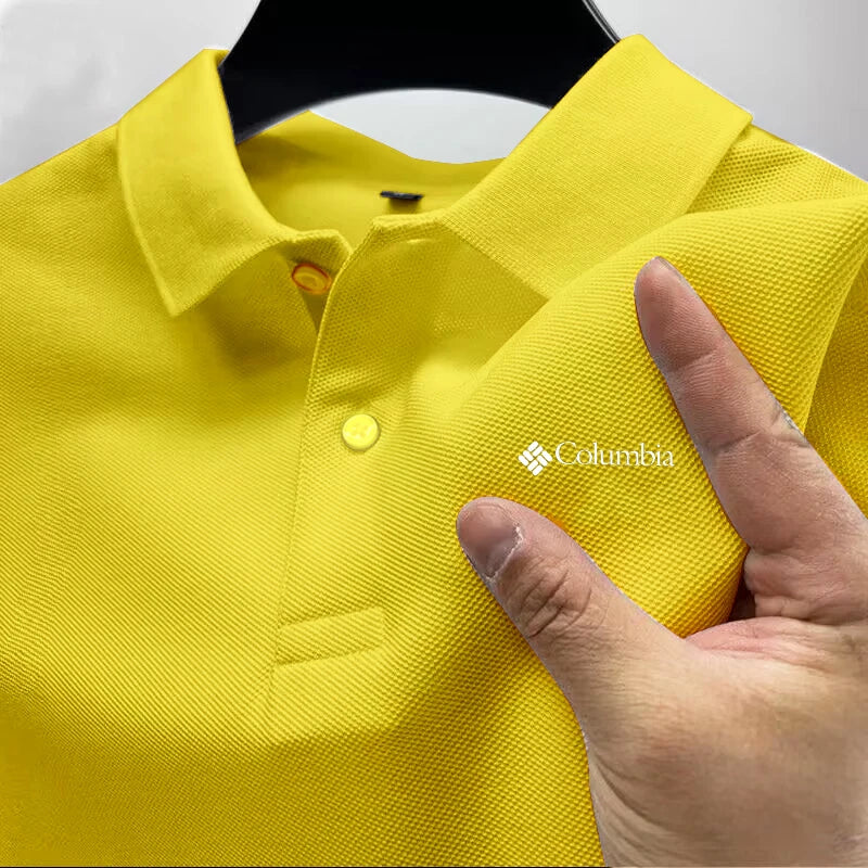 2026 Summer Must-Have Comfortable Men's Golf Shirt, Solid Color, Stylish Casual Button-Down Business Style Men's Polo Shirt