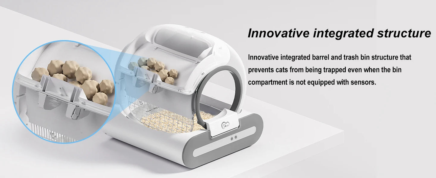 DOEL 65L Self-Cleaning Cat Litter Box App Control, ONLY Supports 2.4G WiFi w/Litter Mat&Trash Bags, Fit for Tofu & Mixed Litter - PrimeNest