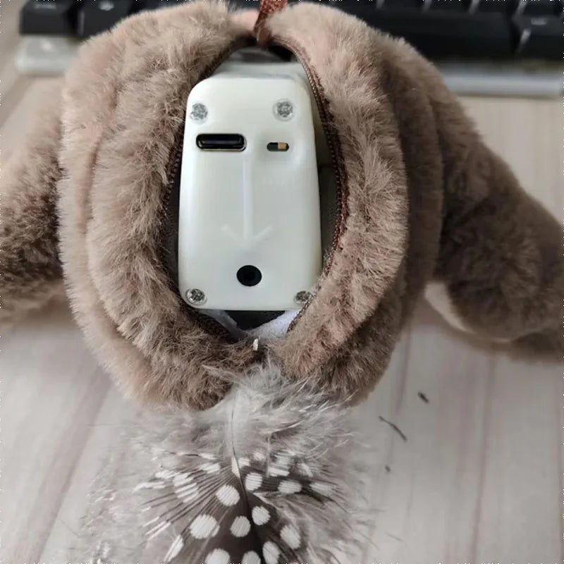 Rechargeable Electric Simulated Bird Pet Toy, Touch Activated Chirping Flapping (No Flying), Interactive Plush Toy for Cats Dogs