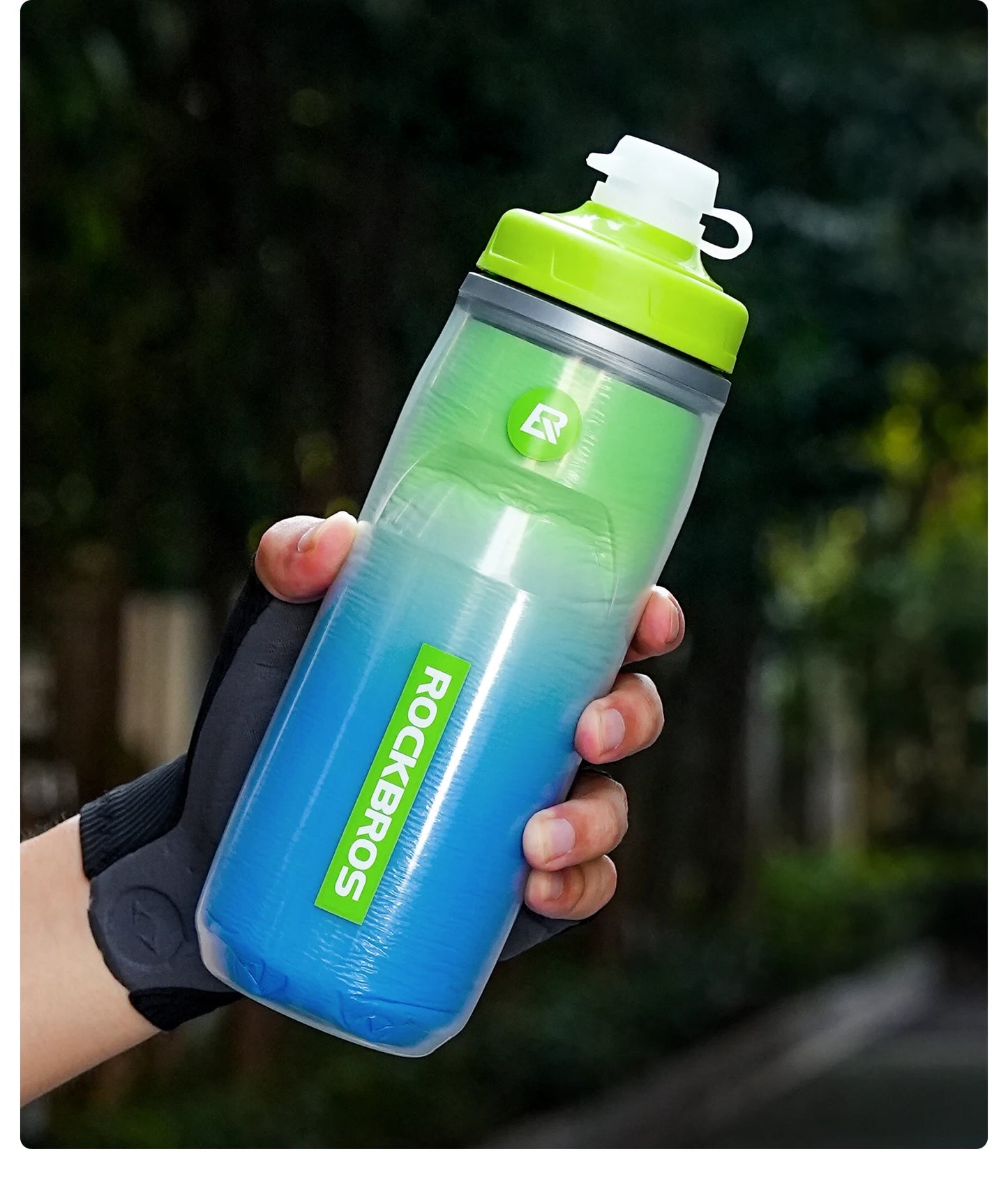 ROCKBROS Local Shipping 620ml Bike Water Bottle Cold Water Insulated Thermal Silicone Cycling Bottle Fitness Outdoor Portable Bicycle Water Kettle