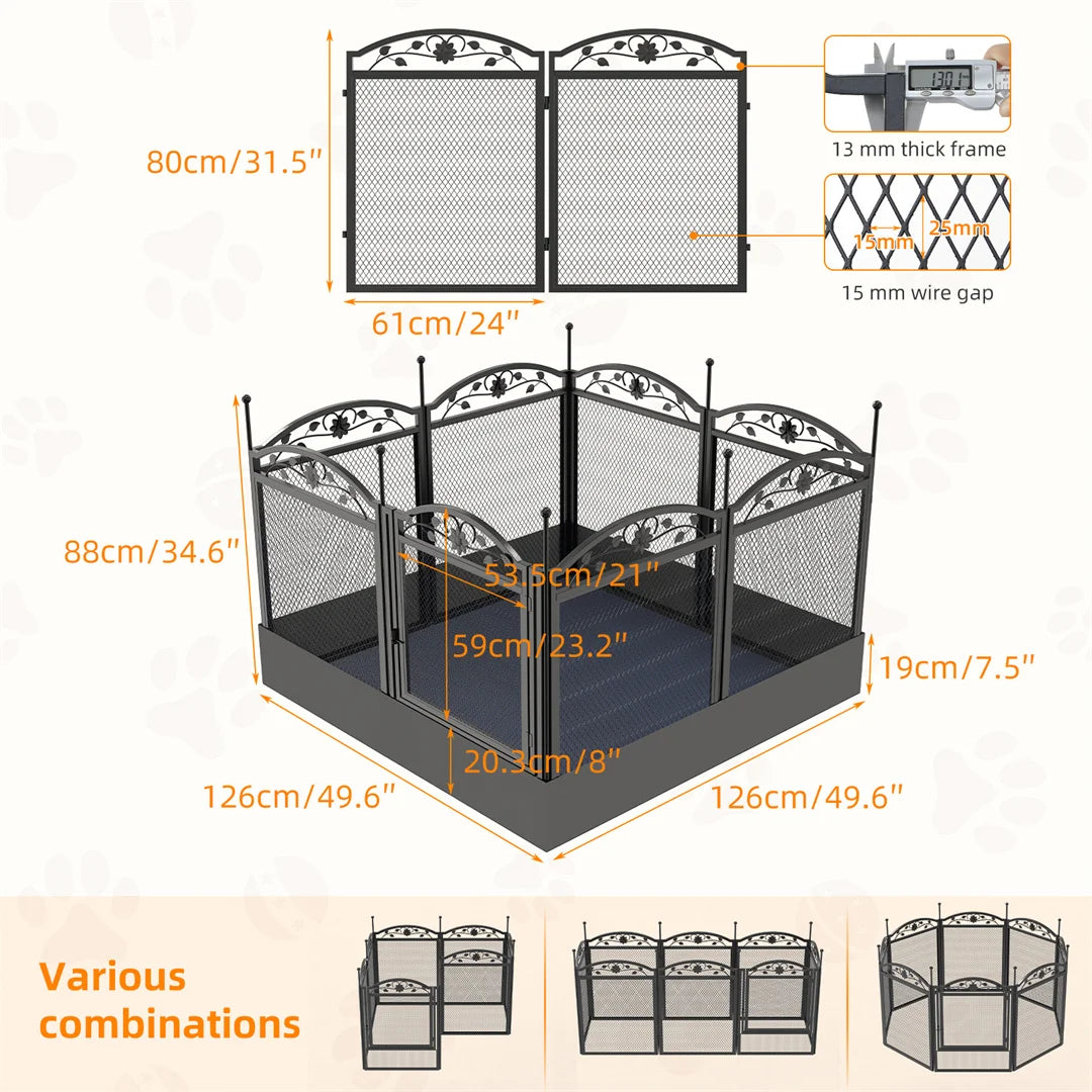 8 Panels DIY Heavy Duty Dog Playpen Pen Outdoor Indoor Dog Puppy Metal Fence with Waterproof Fertility Pad for Whelping,Training - PrimeNest