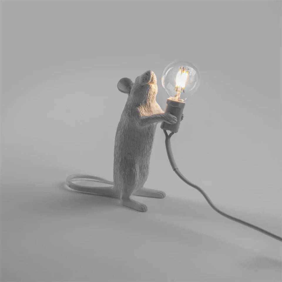 Modern Resin Animal LED Table Lamp - Mouse Cat Squirrel Design Night Light Desk Lighting Fixture for Home Decor