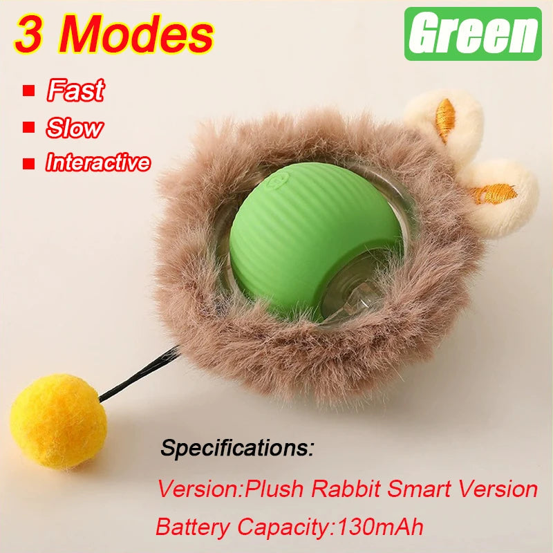 New Cat Interactive Ball Toy Automatic Rolling Ball Faux Tail Rechargeable Smart Pet Electric Toy Dog Cat Training Imitate Mouse - PrimeNest