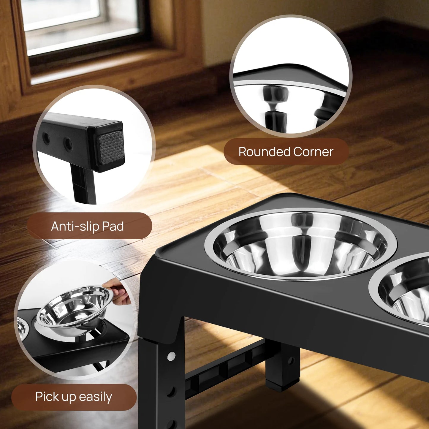 Height-Adjustable Elevated Dog Bowl Stand