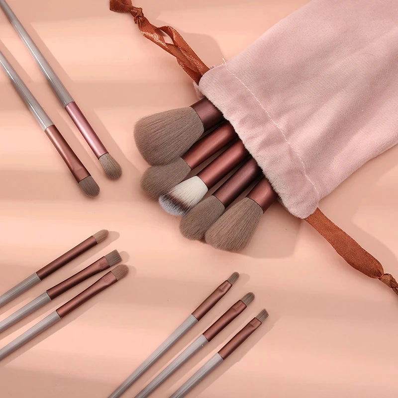 13 PCS Makeup Brushes Set Eye Shadow Foundation Women Cosmetic Brush Eyeshadow Blush Beauty Soft Make Up Tools Bag - PrimeNest