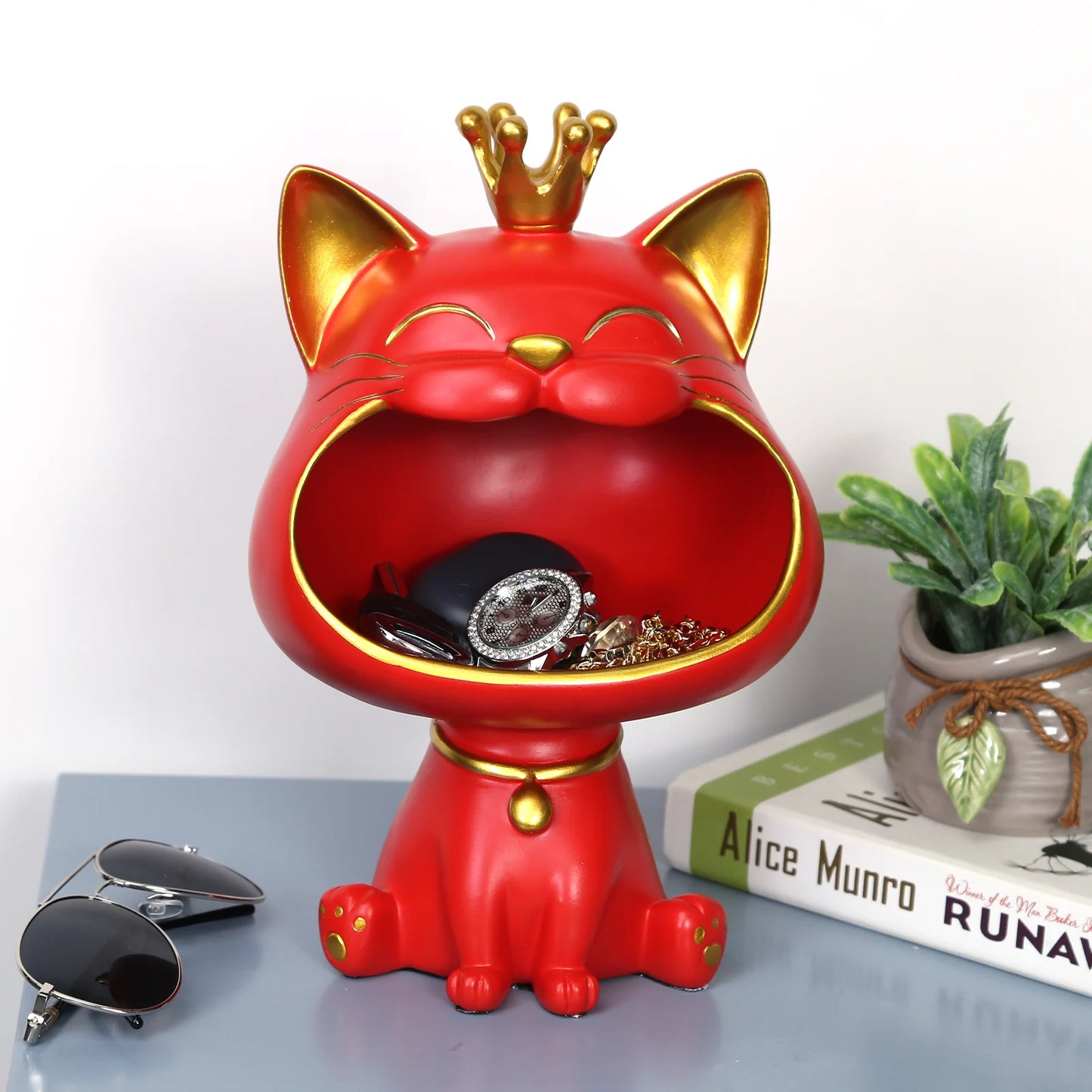 Lucky Cat Storage Statue | Resin Desktop Organiser & Home Décor Ornament