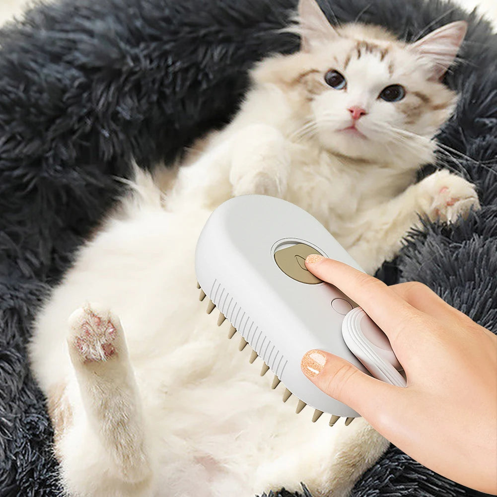 3-in-1 Dog Hair Brush Cat Hair Brush Electric Pet Cleaning Brush Steam Spray Brush Massage Hair Removal Comb Anti Flying Brush - PrimeNest