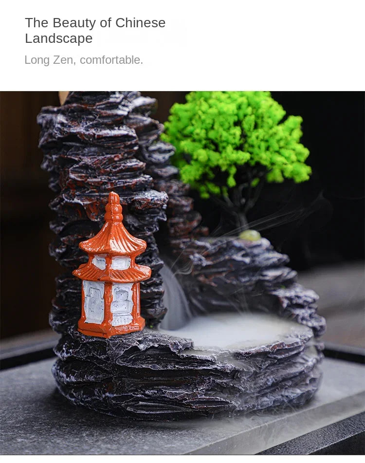 Resin Reflux Incense Burner Tower Sandalwood Decoration Home Indoor Aromatherapy Mosquito Repellent Incense Burner Ornament - PrimeNest