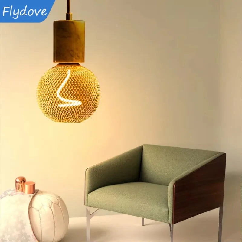 E27 Screw Creative Luxury Black Gold LED Light Bulb  Wrought Iron Mesh Cover Lamp Metal Cage Dining Bar Net Cover Light Lamp