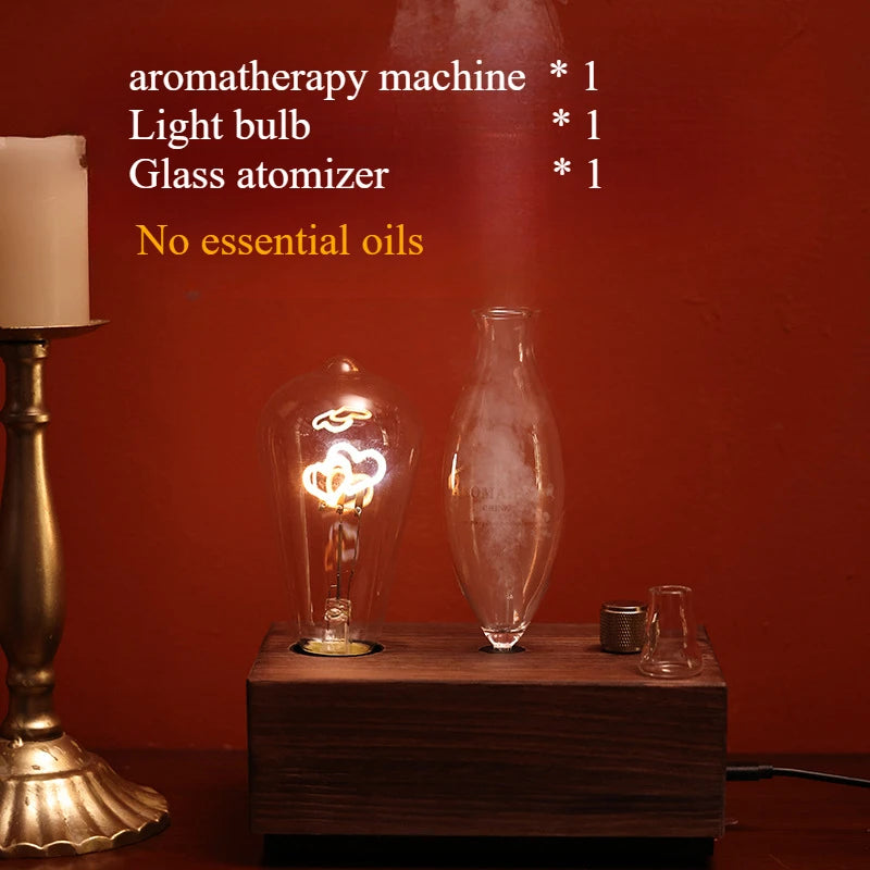 Aroma Diffuser Vintage Tungsten Filament Lamp Aromatherapy Machine Humidifier Lighting Sandalwood Pure Essential Oil Diffuser