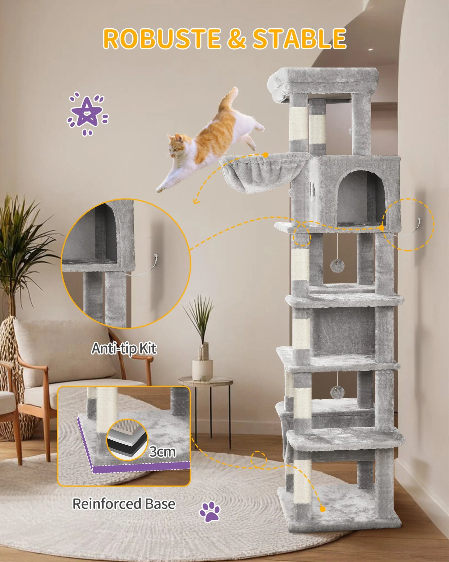 170cm Multi-Level Cat Tree Tower