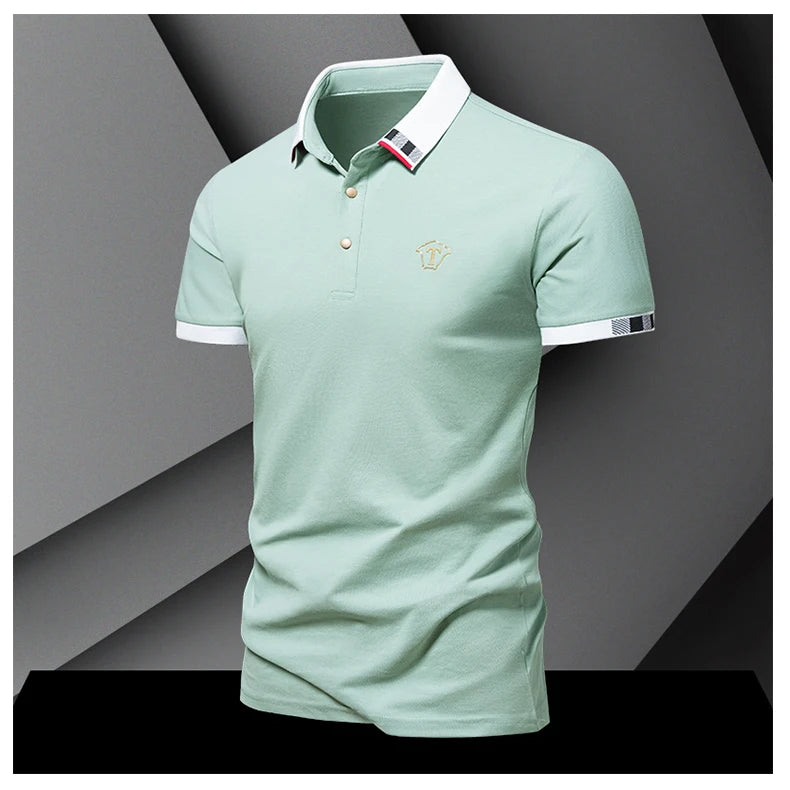 2024 Summer New Men's Pure Cotton Short sleeved T-shirt for Men's High end Casual Lapel Half Sleeved Polo Shirt Men's Top