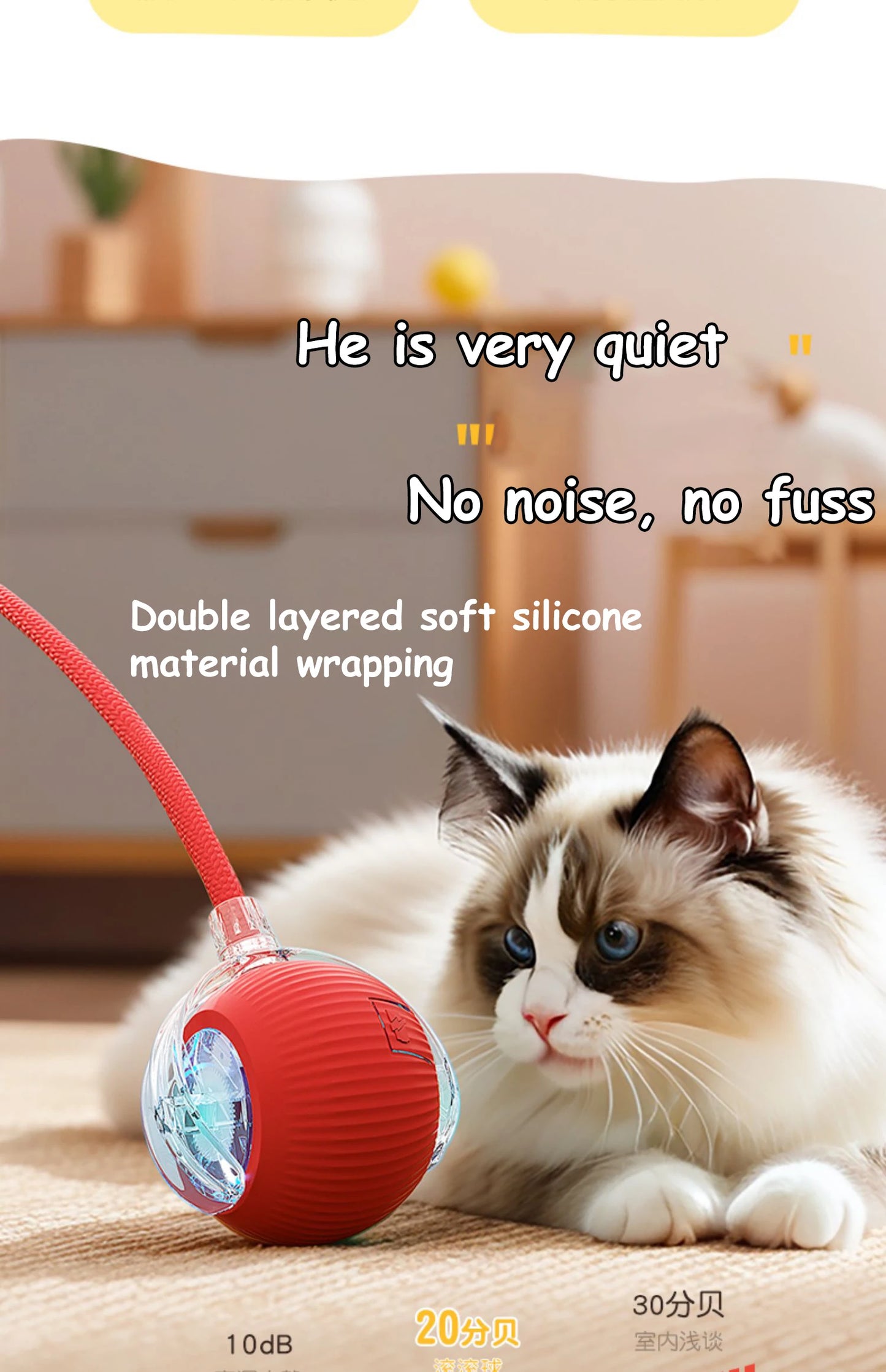 New Cat Interactive Ball Toy Automatic Rolling Ball Faux Tail Rechargeable Smart Pet Electric Toy Dog Cat Training Imitate Mouse - PrimeNest