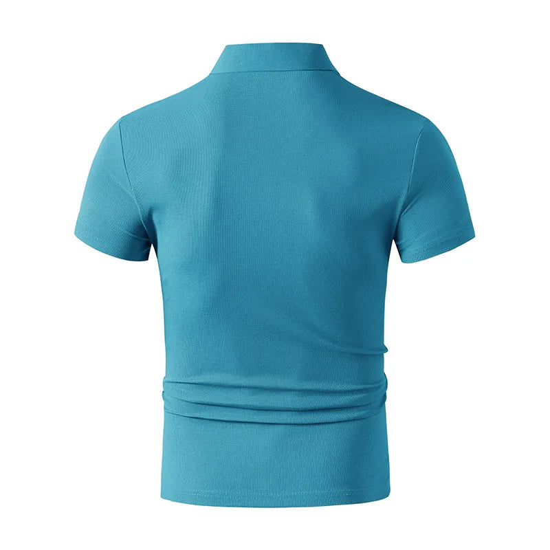 2025 New Men's Casual and Fashionable Simple Collared Short Sleeved Polo Shirt Summer Comfortable Breathable and Versatile Top