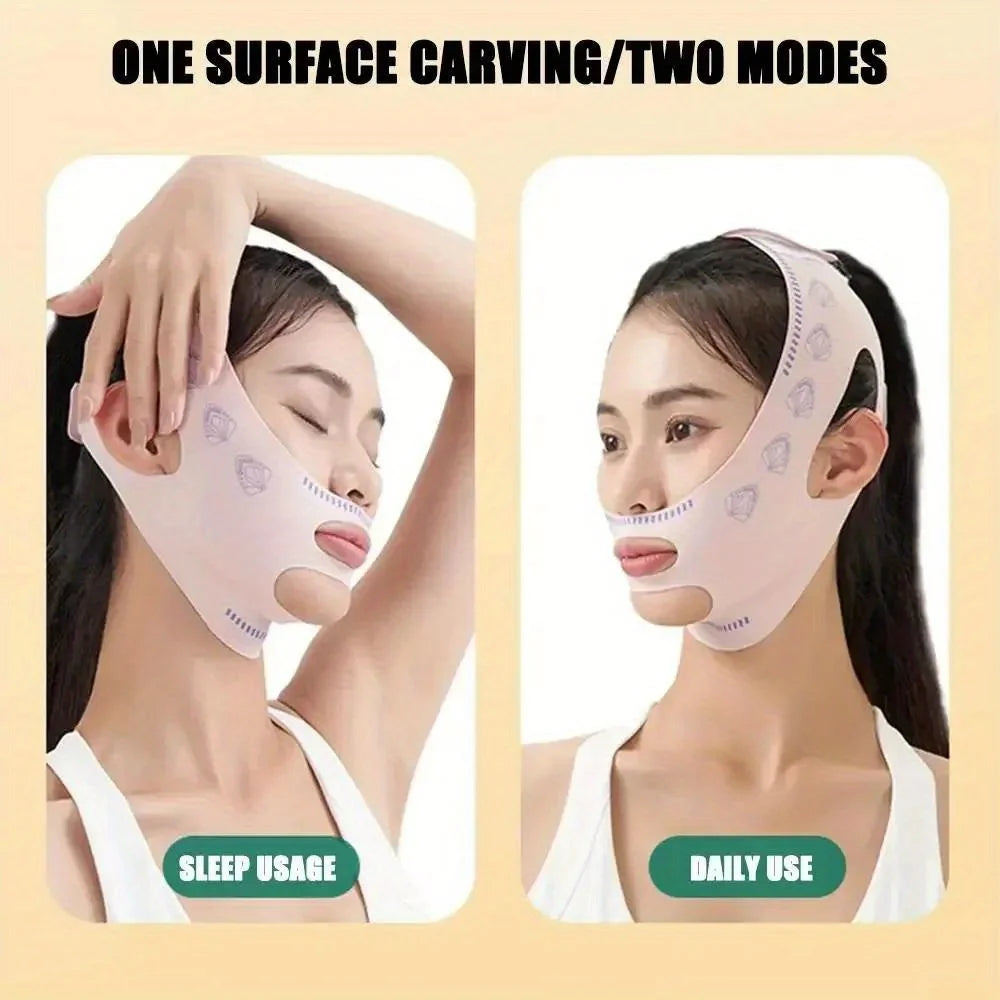 Double-Layer Face Slimming Belt - 2-in-1 V Line Shaper Anti-Aging Strap for Cheek Chin Lift Overnight Facial Contouring - PrimeNest