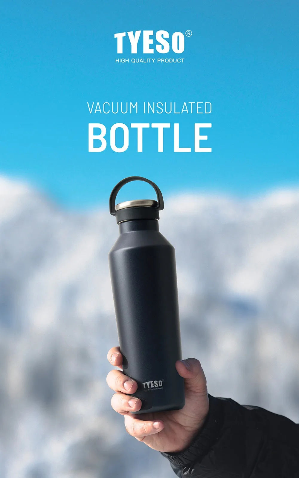 TYESO Cold Insulation Tumbler 304 Stainless Steel Summer Outdoor Sports Climb Vacuum Water Bottle Portable Handheld Cup for Car