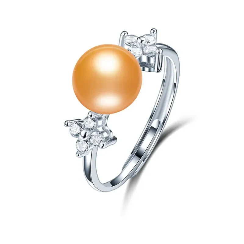 YWYC Freshwater Cultured Pearl 925 Sterling Silver Rings for Women Open Adjustable Rings Jewlery Gift Wholesale
