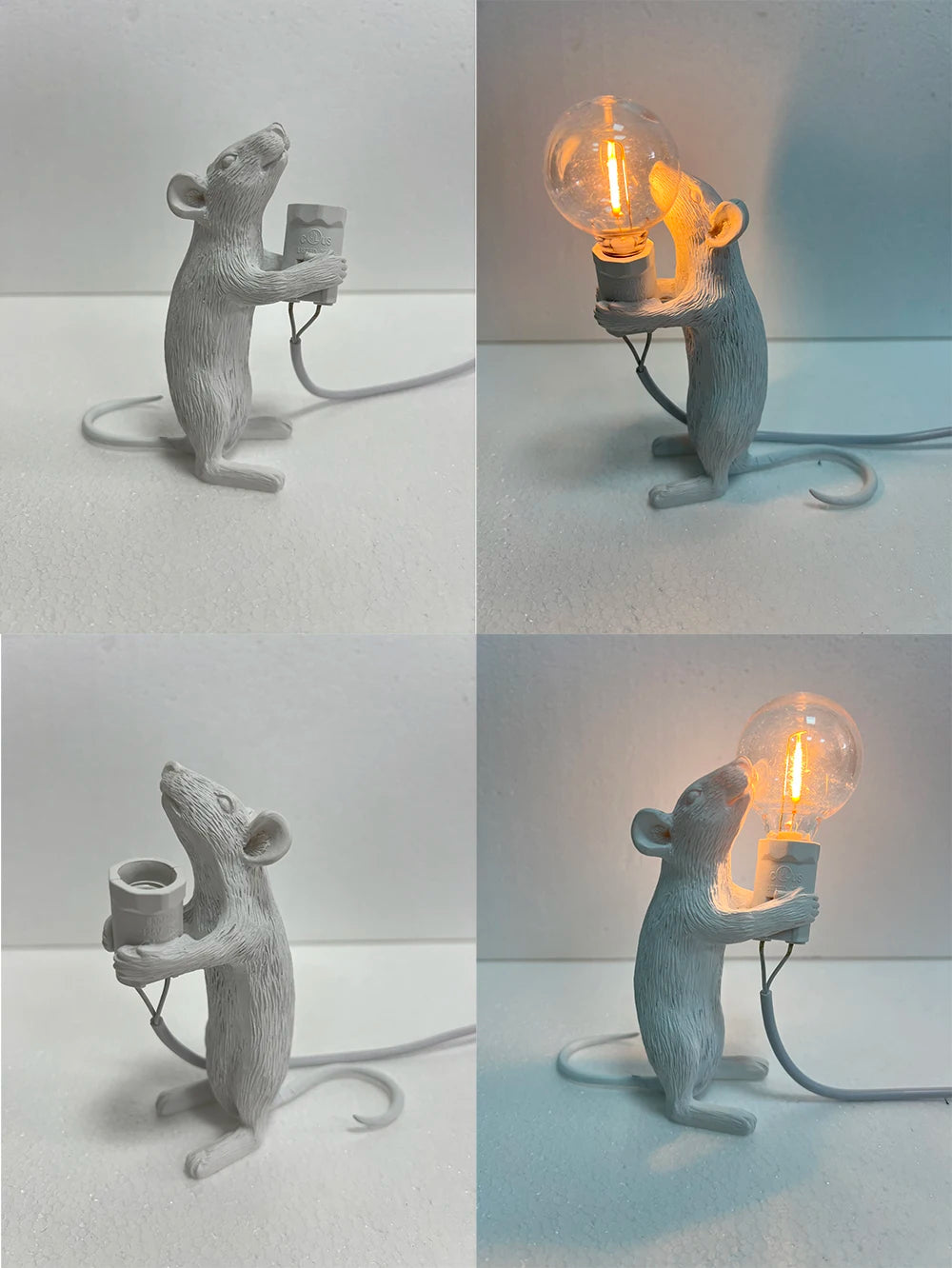 Modern Resin Animal LED Table Lamp - Mouse Cat Squirrel Design Night Light Desk Lighting Fixture for Home Decor