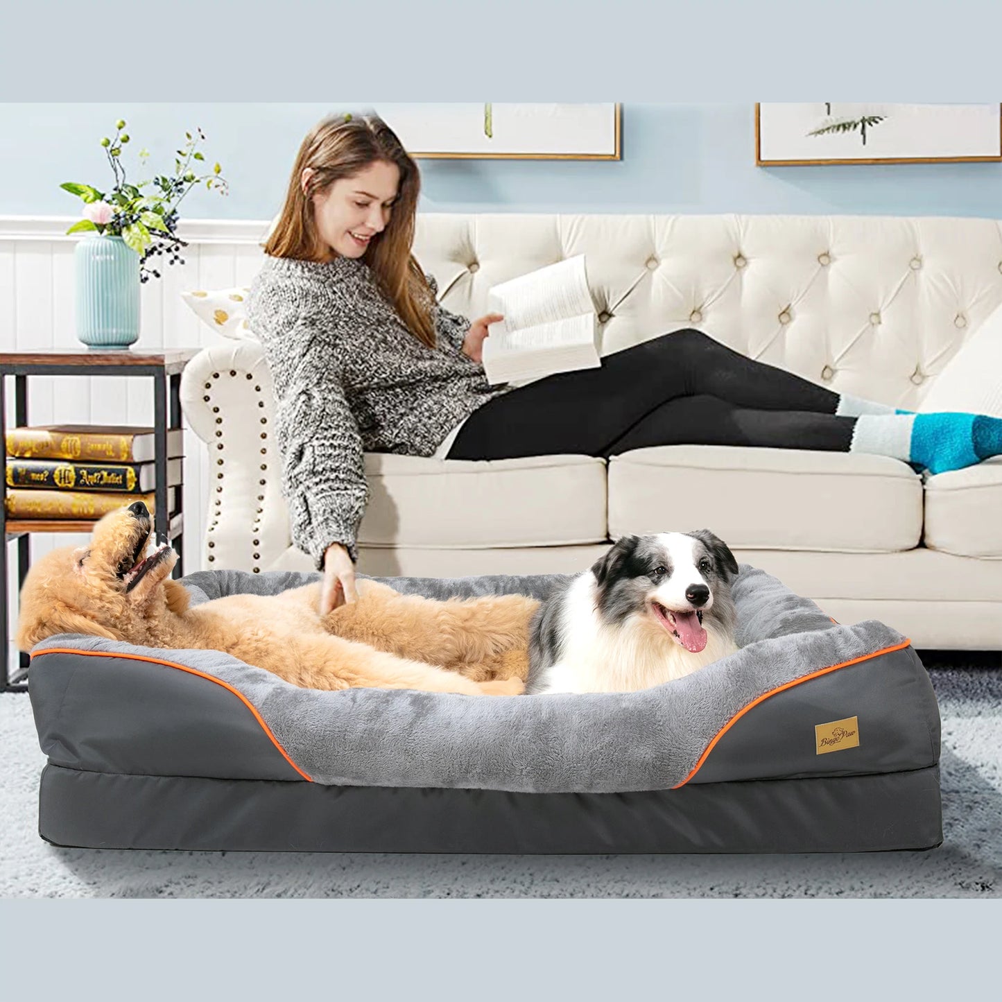 BINGOPAW Large Dog Bed with Washable Cover