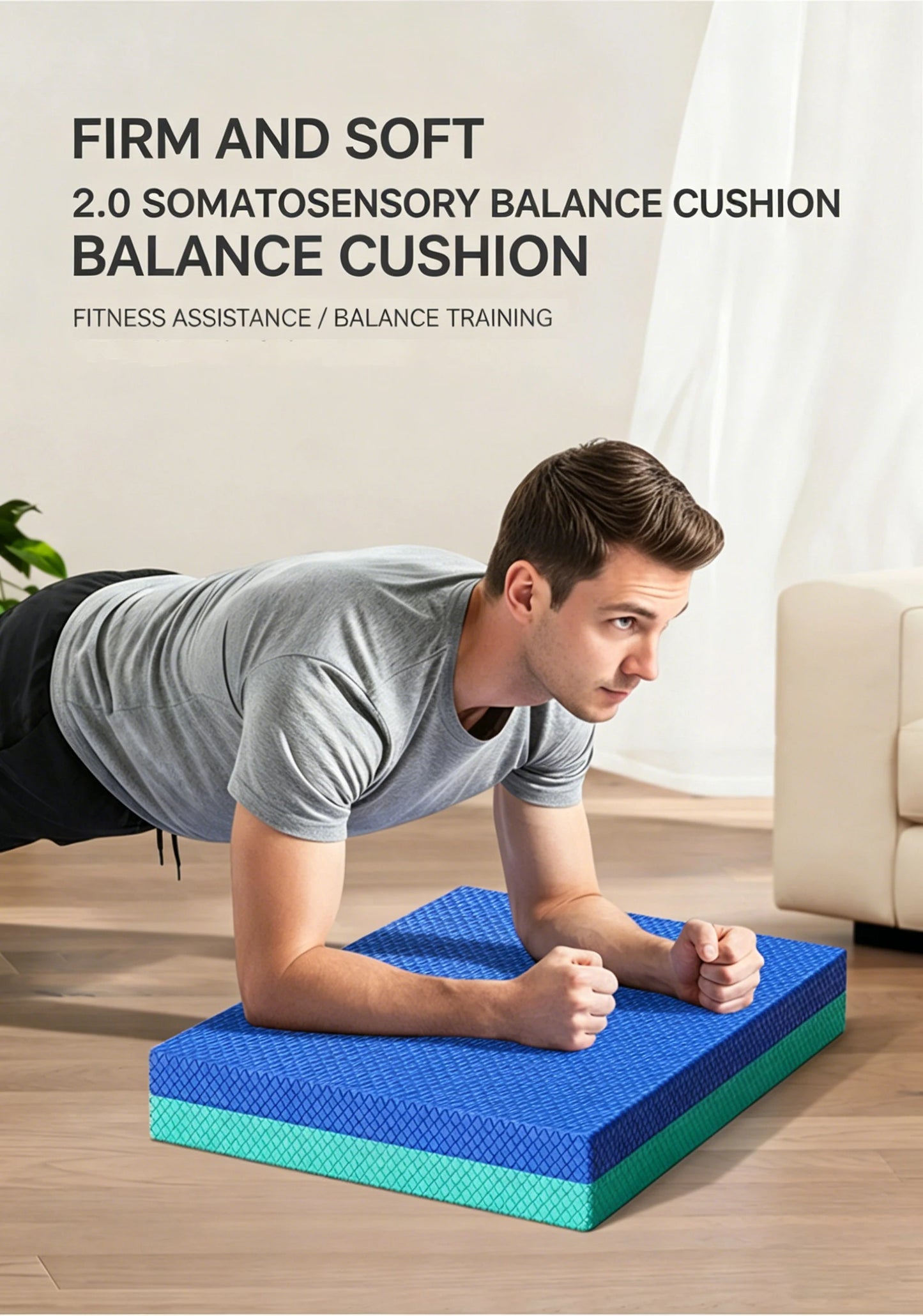 TPE Balance Pad Non-Slip Thickened High Rebound Foam Mat for Core Stability Yoga Fitness Training 50x40cm