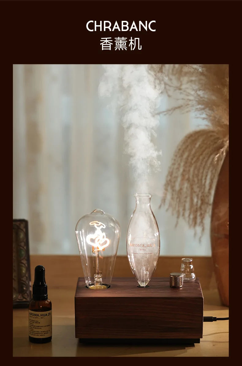 Aroma Diffuser Vintage Tungsten Filament Lamp Aromatherapy Machine Humidifier Lighting Sandalwood Pure Essential Oil Diffuser