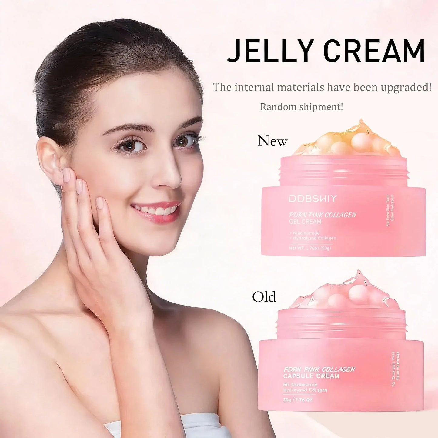 Korean PDRN Pink Collagen Capsule Cream with Niacinamide Cream for Uneven Skin Tone Lightweight Face Moisturizer Non Greasy care - PrimeNest