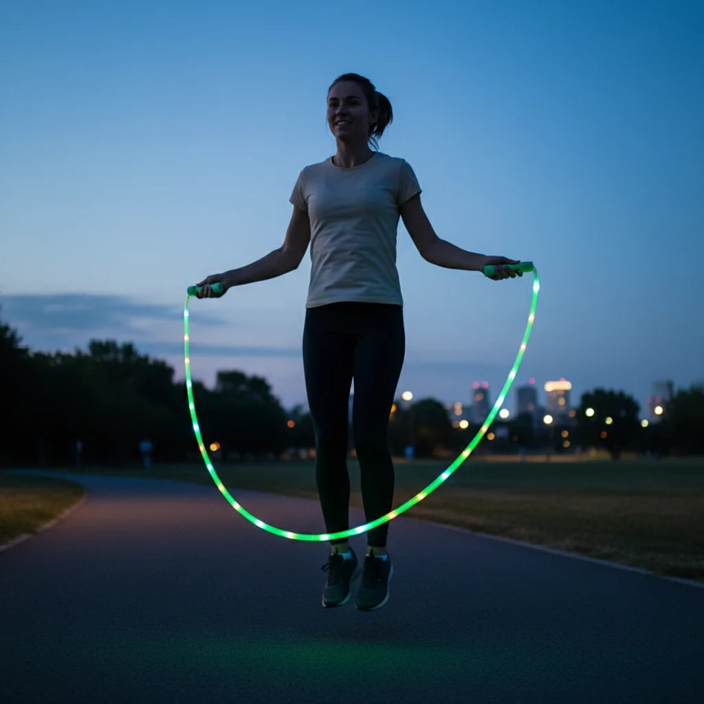 LED Light Up Jump Rope Colorful Night Glow Sports Toy for Outdoor Night Use Durable PVC Material Adjustable Length
