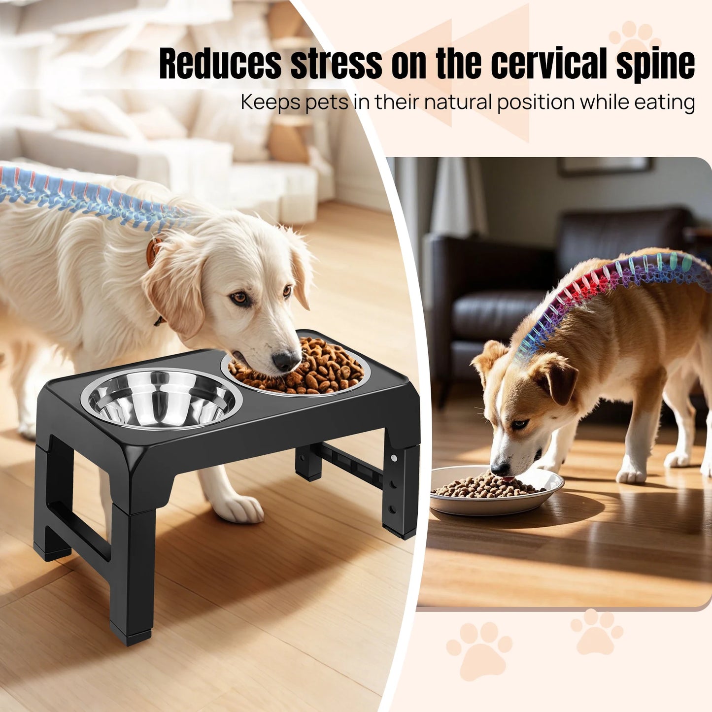 Height-Adjustable Elevated Dog Bowl Stand