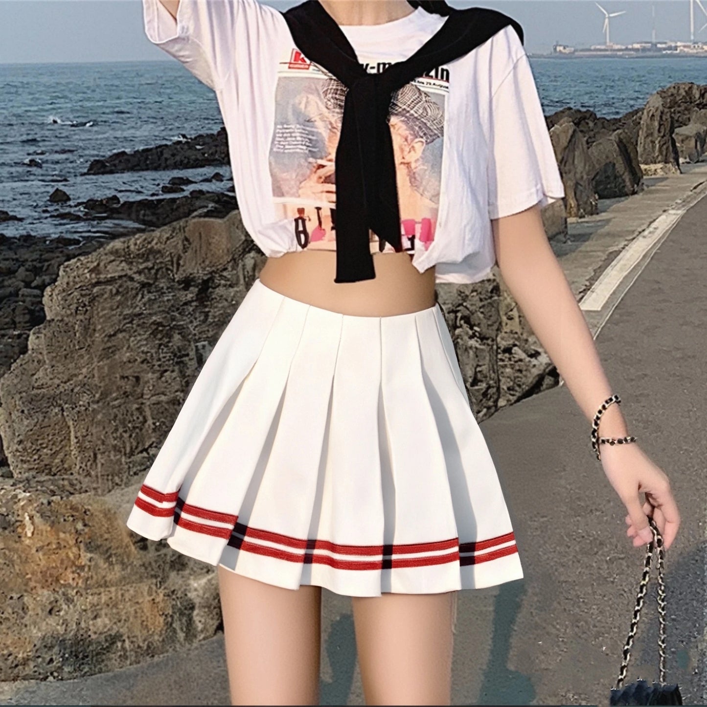 Women's Pleated A-Line Mini Skirt
