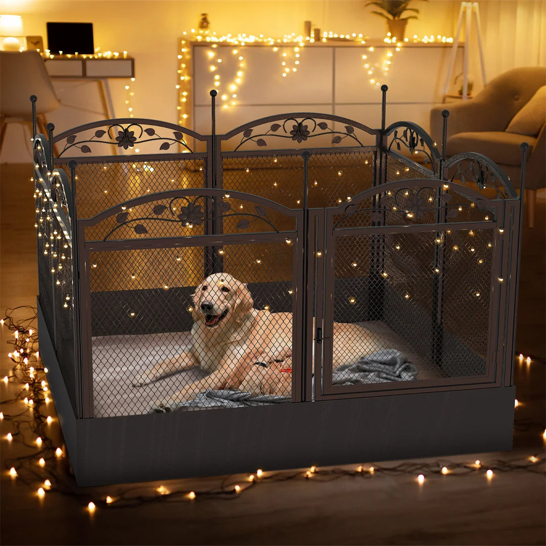 8 Panels DIY Heavy Duty Dog Playpen Pen Outdoor Indoor Dog Puppy Metal Fence with Waterproof Fertility Pad for Whelping,Training - PrimeNest