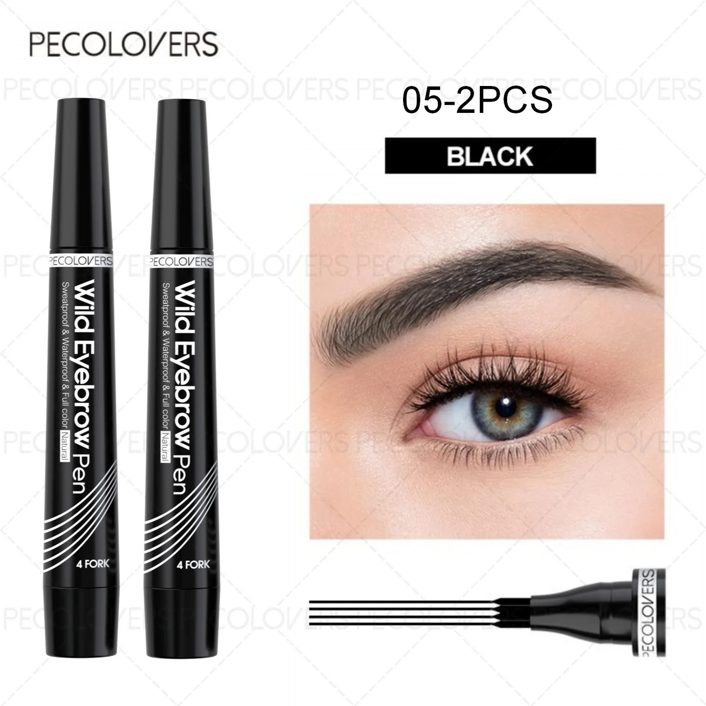6 Colors 1pc Eyebrow Pen Waterproof 4 Split Tip Eyebrows Pen Eyebrow Tattoo Pen Waterproof Liquid Black Eyebrow Makeup Pencil - PrimeNest