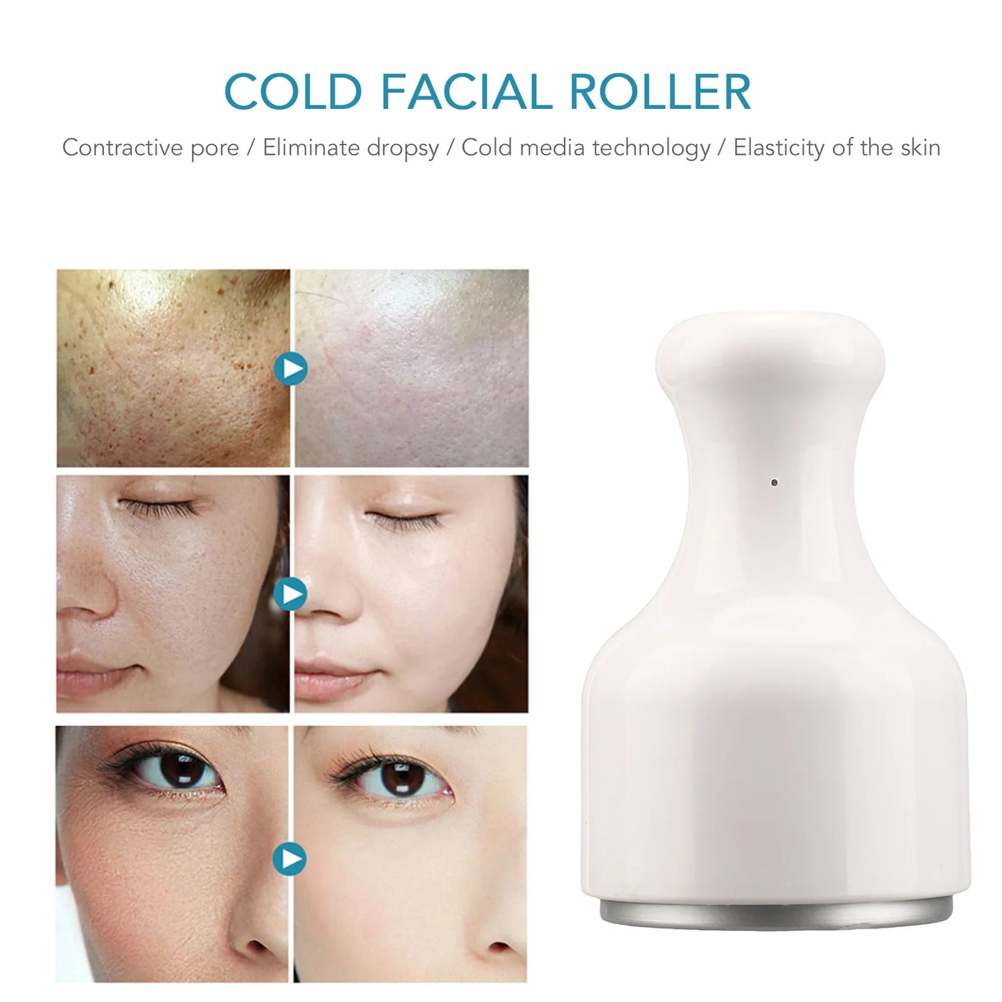Ice Facial Roller Cold Roller Ice Face Massage Cooling Accelerate Skin Repair Face Roller Shrink Pores White Ice Applicator
