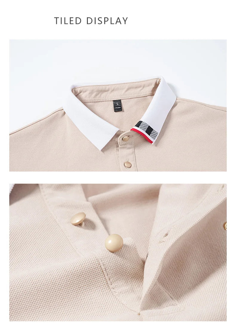 2024 Summer New Men's Pure Cotton Short sleeved T-shirt for Men's High end Casual Lapel Half Sleeved Polo Shirt Men's Top