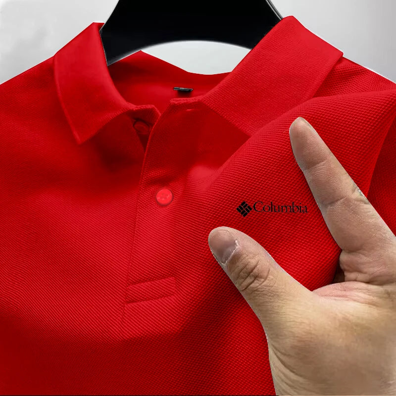 2026 Summer Must-Have Comfortable Men's Golf Shirt, Solid Color, Stylish Casual Button-Down Business Style Men's Polo Shirt