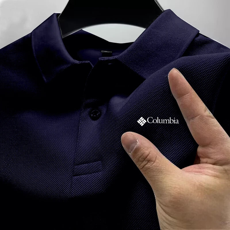 2026 Summer Must-Have Comfortable Men's Golf Shirt, Solid Color, Stylish Casual Button-Down Business Style Men's Polo Shirt
