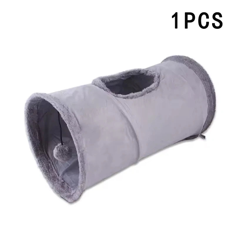 Pet Cat Plush Tunnel Foldable Suede Channel Toy for Self Entertainment and Relaxation Cat Toy Suitable for Cats to Play at Home - PrimeNest