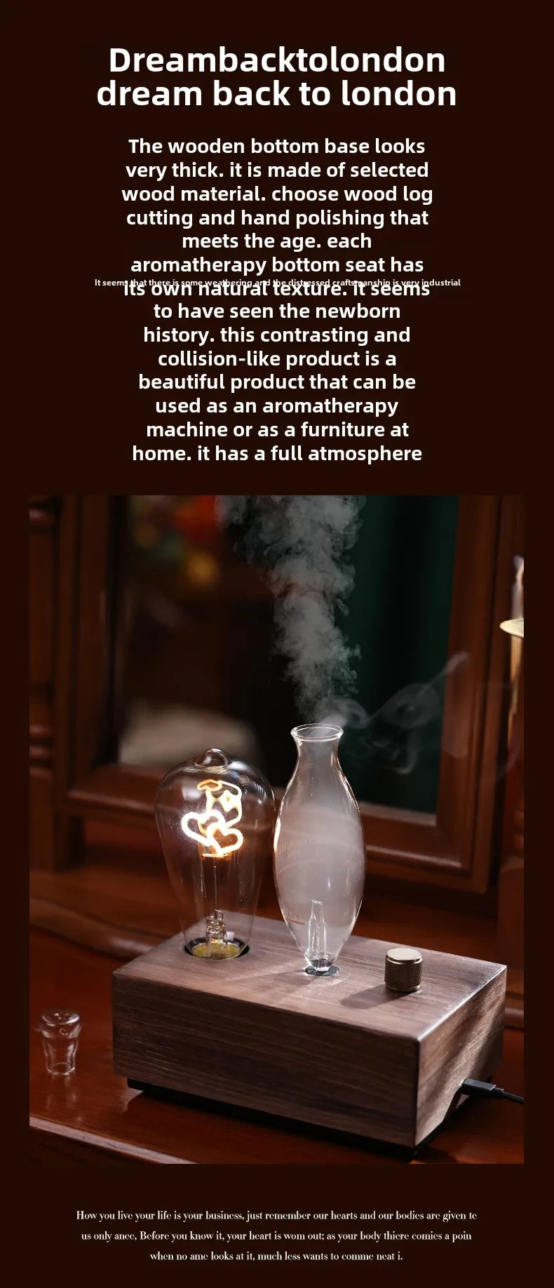 Aroma Diffuser Vintage Tungsten Filament Lamp Aromatherapy Machine Humidifier Lighting Sandalwood Pure Essential Oil Diffuser