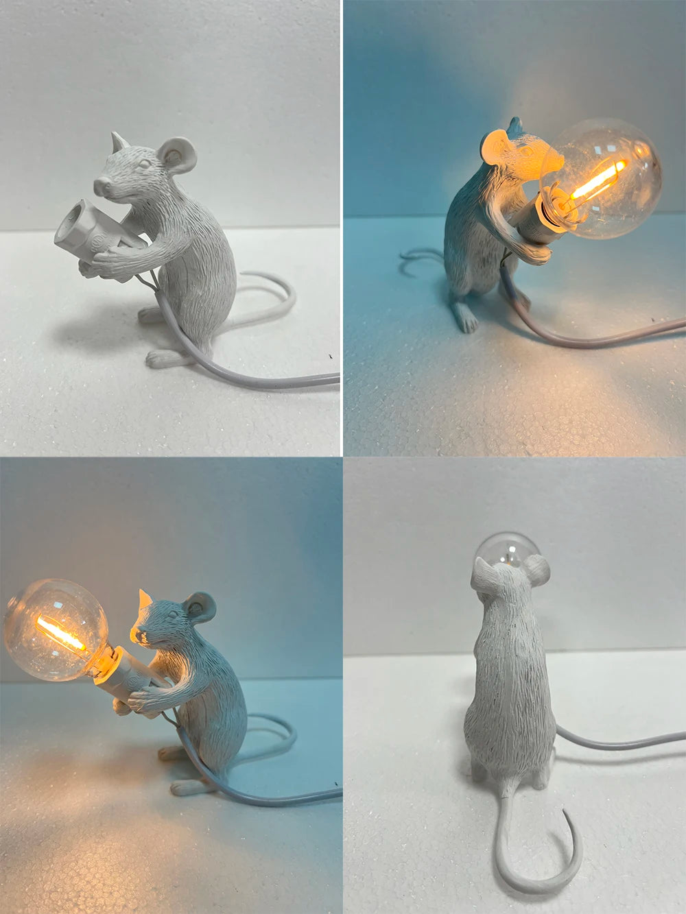 Modern Resin Animal LED Table Lamp - Mouse Cat Squirrel Design Night Light Desk Lighting Fixture for Home Decor