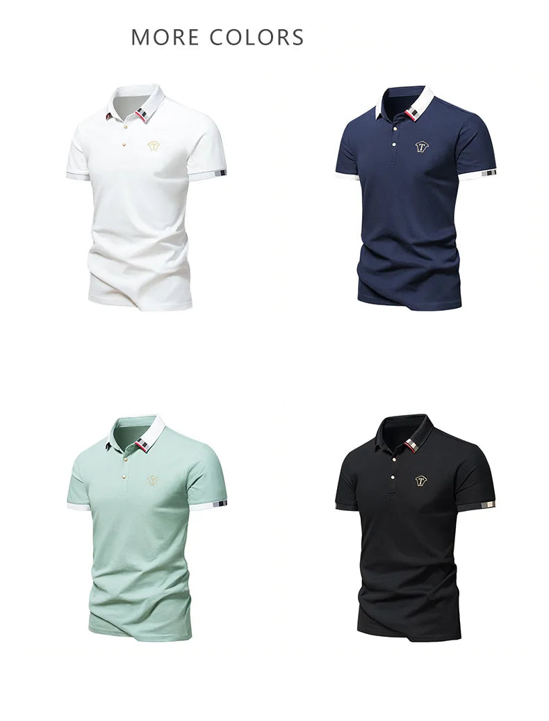 2024 Summer New Men's Pure Cotton Short sleeved T-shirt for Men's High end Casual Lapel Half Sleeved Polo Shirt Men's Top