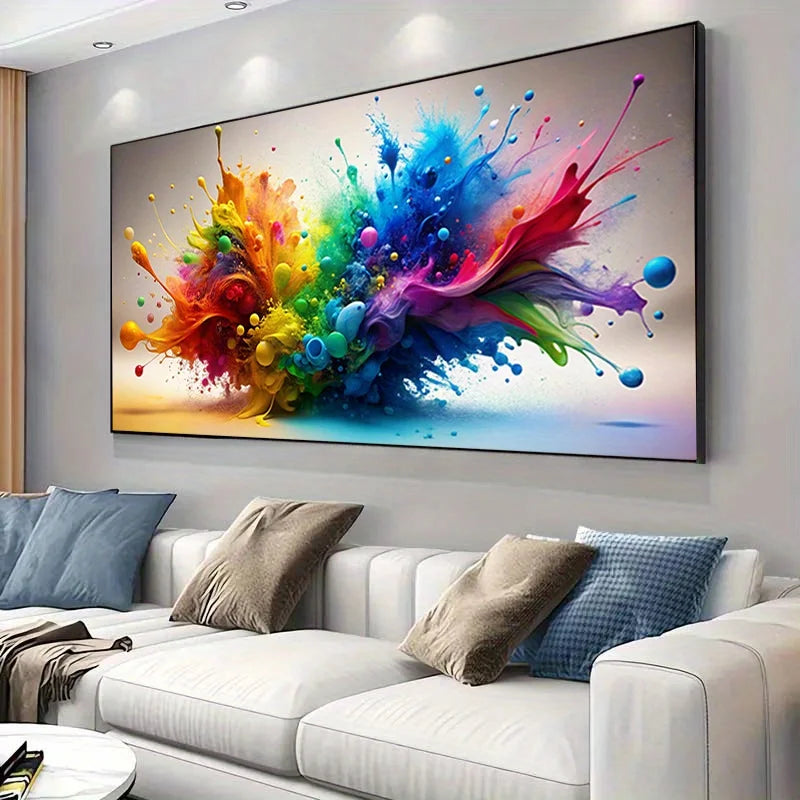 1pc Modern Abstract Splash Canvas Wall Art - 59.99cm x 119.99cm Frameless Vibrant Ink Splash Painting, High-Quality Canvas Pr
