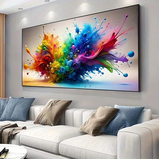 1pc Modern Abstract Splash Canvas Wall Art - 59.99cm x 119.99cm Frameless Vibrant Ink Splash Painting, High-Quality Canvas Pr