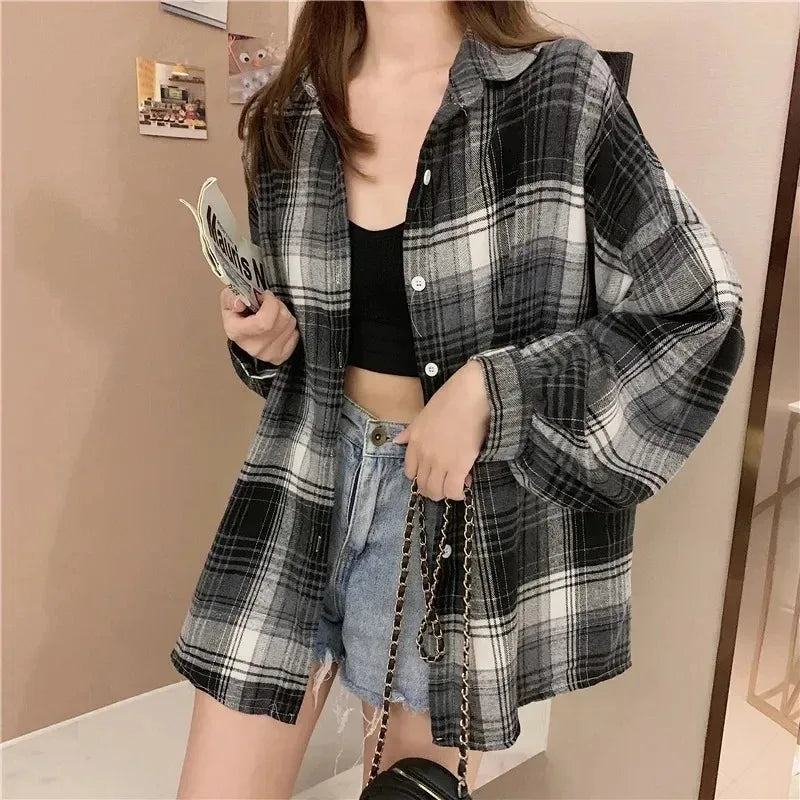Vintage Plaid Oversized Shirt