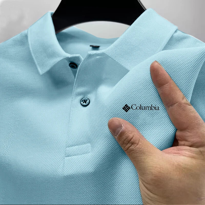 2026 Summer Must-Have Comfortable Men's Golf Shirt, Solid Color, Stylish Casual Button-Down Business Style Men's Polo Shirt