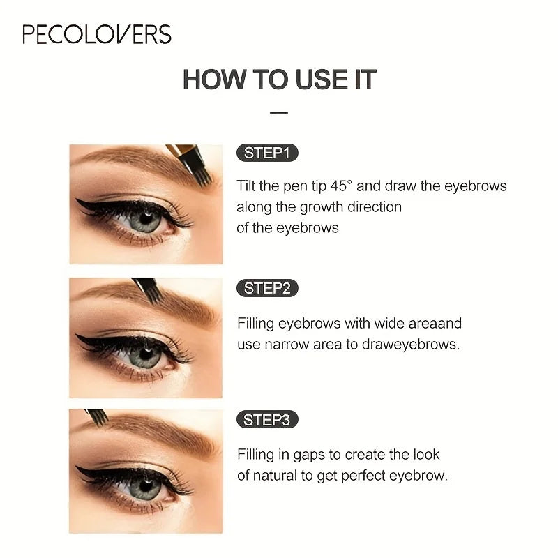 6 Colors 1pc Eyebrow Pen Waterproof 4 Split Tip Eyebrows Pen Eyebrow Tattoo Pen Waterproof Liquid Black Eyebrow Makeup Pencil - PrimeNest