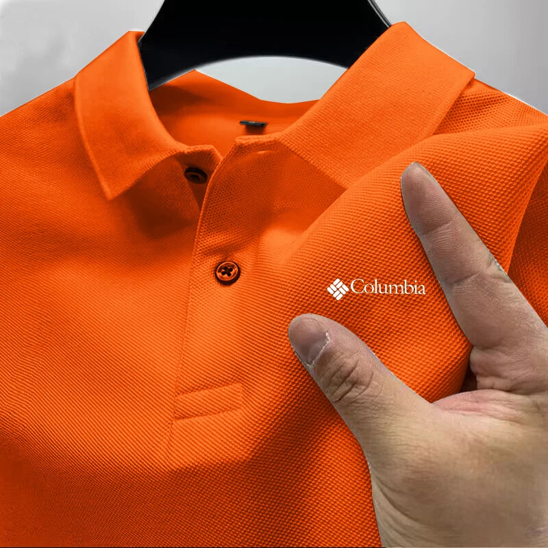 2026 Summer Must-Have Comfortable Men's Golf Shirt, Solid Color, Stylish Casual Button-Down Business Style Men's Polo Shirt