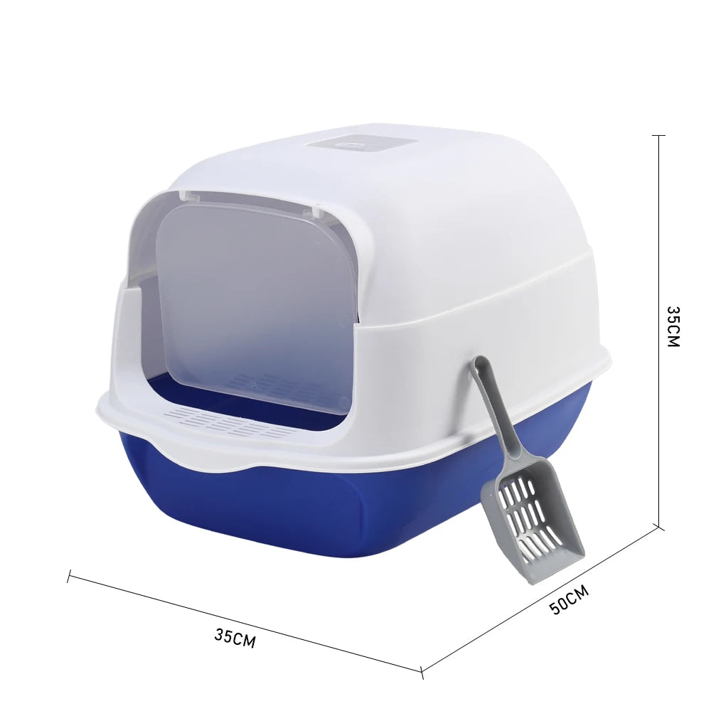 Voltsify Detachable Cat Litter Box with 180° Flip-Top & Scoop & Deodorant, 35cm W x 50 cm D x 35 cm H - PrimeNest